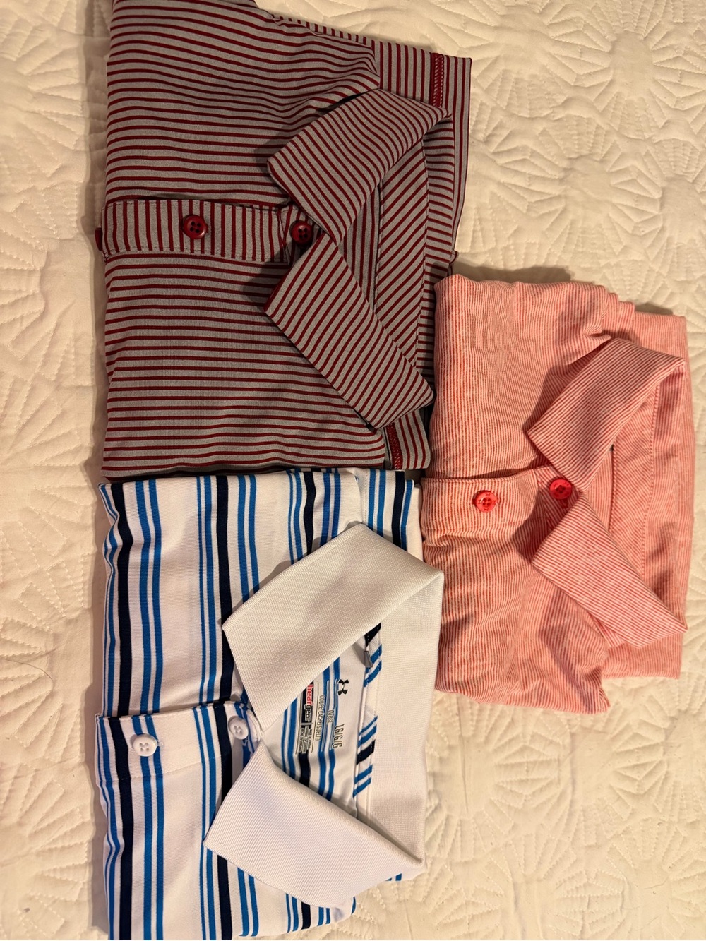 Under Armour Red and White Striped Shirt